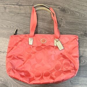 Coach Coral Signature Tote Bag